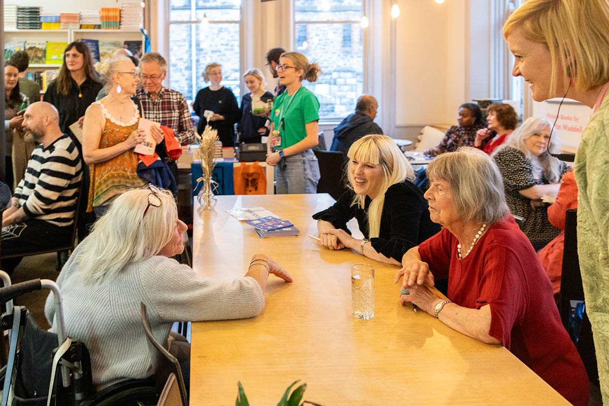 Margaret Drabble meeting audience/signing books after her event with Wendy Erskine at BBF24